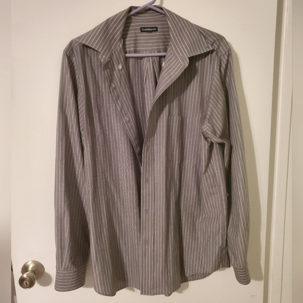 Croft & Barrow Men's Long Sleeve, Gray Shirt Sz L